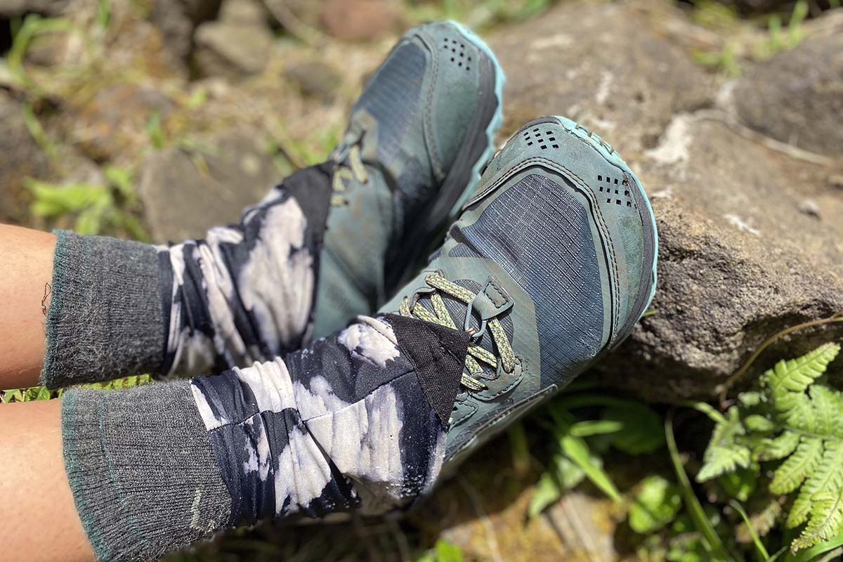 Women's hiking shoes (wearing gaiters with the Altra Lone Peak)